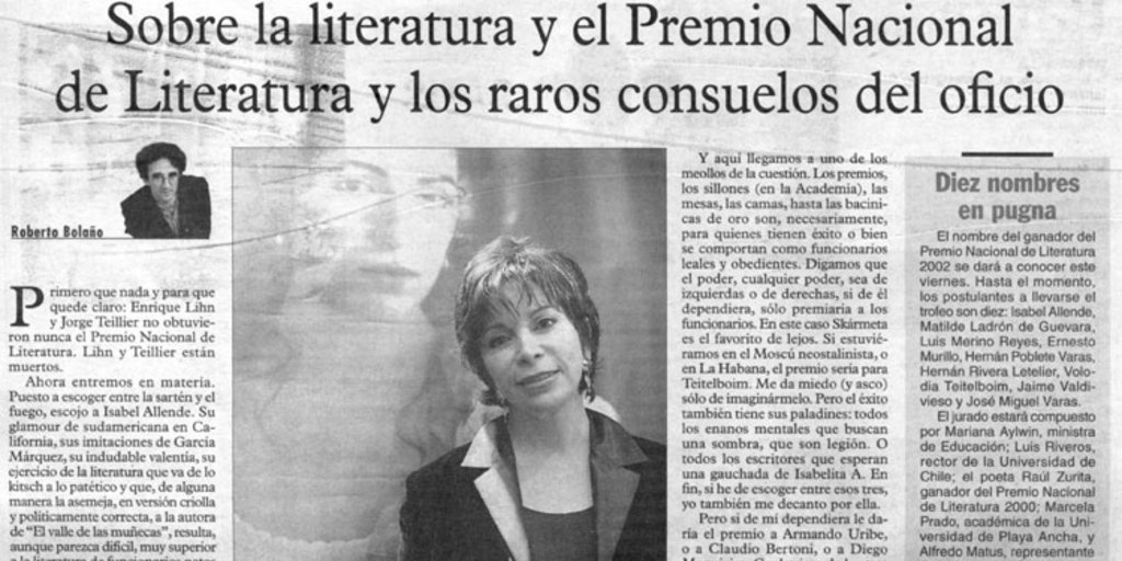 Sobre la literatura y el Premio Nacional de Literatura y los raros consuelos del oficio