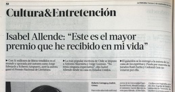 "Este es el mayor premio que he recibido en mi vida"