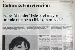 "Este es el mayor premio que he recibido en mi vida"