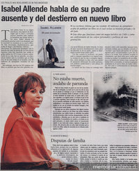 Isabel Allende habla de su padre ausente y del destierro en nuevo libro