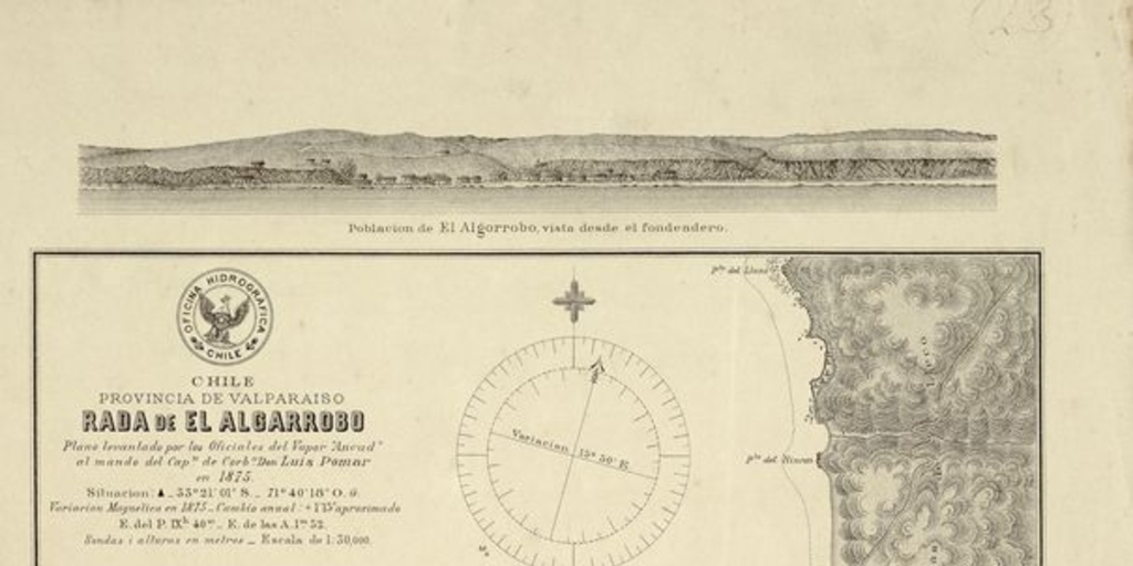 Rada de El Algarrobo [material cartográfico] :Chile : Provincia de Valparaíso /Plano levantado por el Comte. del vapor Ancud Cap. de Corb. Luis Pomar ... [et al.]