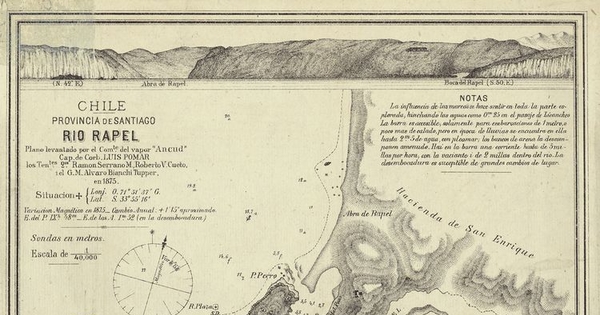 Río Rapel[mapa] :Chile : Provincia de Santiago /Plano levantado por el Comte. del vapor "Ancud" Cap. de Corb. Luis Pomar ...[et al.]