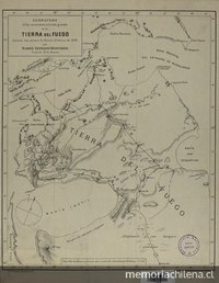 Tierra del Fuego[mapa] :derrotero de la escursión a la isla grande de la Tierra del Fuego durante los meses de Enero i Febrero de 1879 ppor Ramón Serrano Montaner, Teniente 2° de marina.