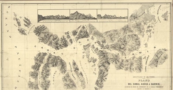 Pie de imagem: Archipiélago de los Chonos[mapa] :Plano del Canal Agüea ó Darwin /levantado de orden del Comandanta de la Corbeta "Chacabuco": Capitán de Fragata G°. Don Enrique M. Simpson en diciembre de 1871