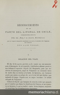 Reconocimiento de la parte del litoral de Chile :comprendida entre la Viña del Mar y la Caleta Maitencillo, por el vapor trasporte nacional Ancud /al mando del Capitán de Corbeta don Luis Pomar