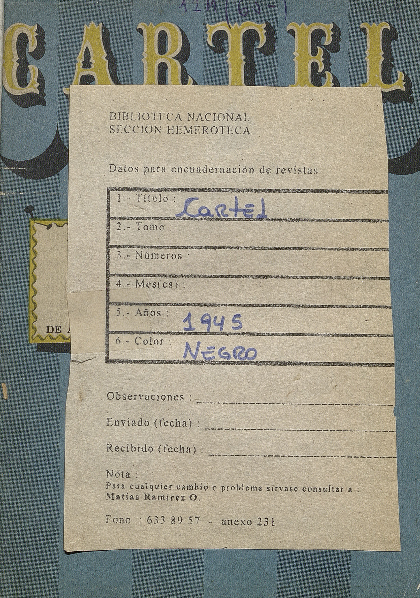 Cartel. Número 1, 11 de agosto de 1945