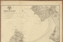 Pie deimagen: Puerto San Vicente[mapa] :por los oficiales del Vapor "Toltén" al mando del Cap. de Cta. Sr. Luis Pomar en 1879 i completado por los Oficiales de la Pilcomayo en 1900.