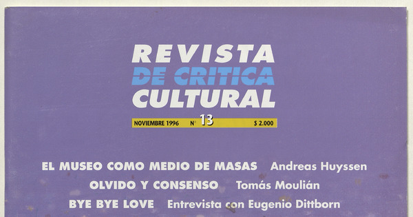 Revista de crítica cultural. Número 13, noviembre de 1996
