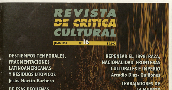 Revista de crítica cultural. Número 16, junio de 1998