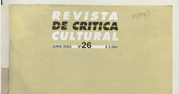 Revista de crítica cultural. Número 26, junio de 2003