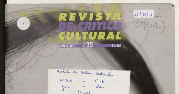 Revista de crítica cultural. Número 35, junio de 2007