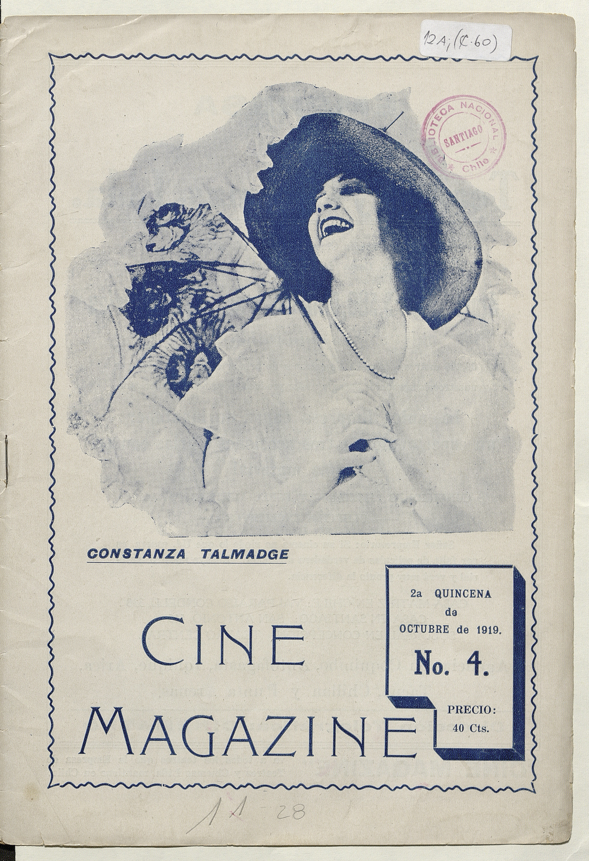Cine magazine. Revista teatral, social y de cinematografía. Año I, número 4, segunda quincena de octubre de 1919