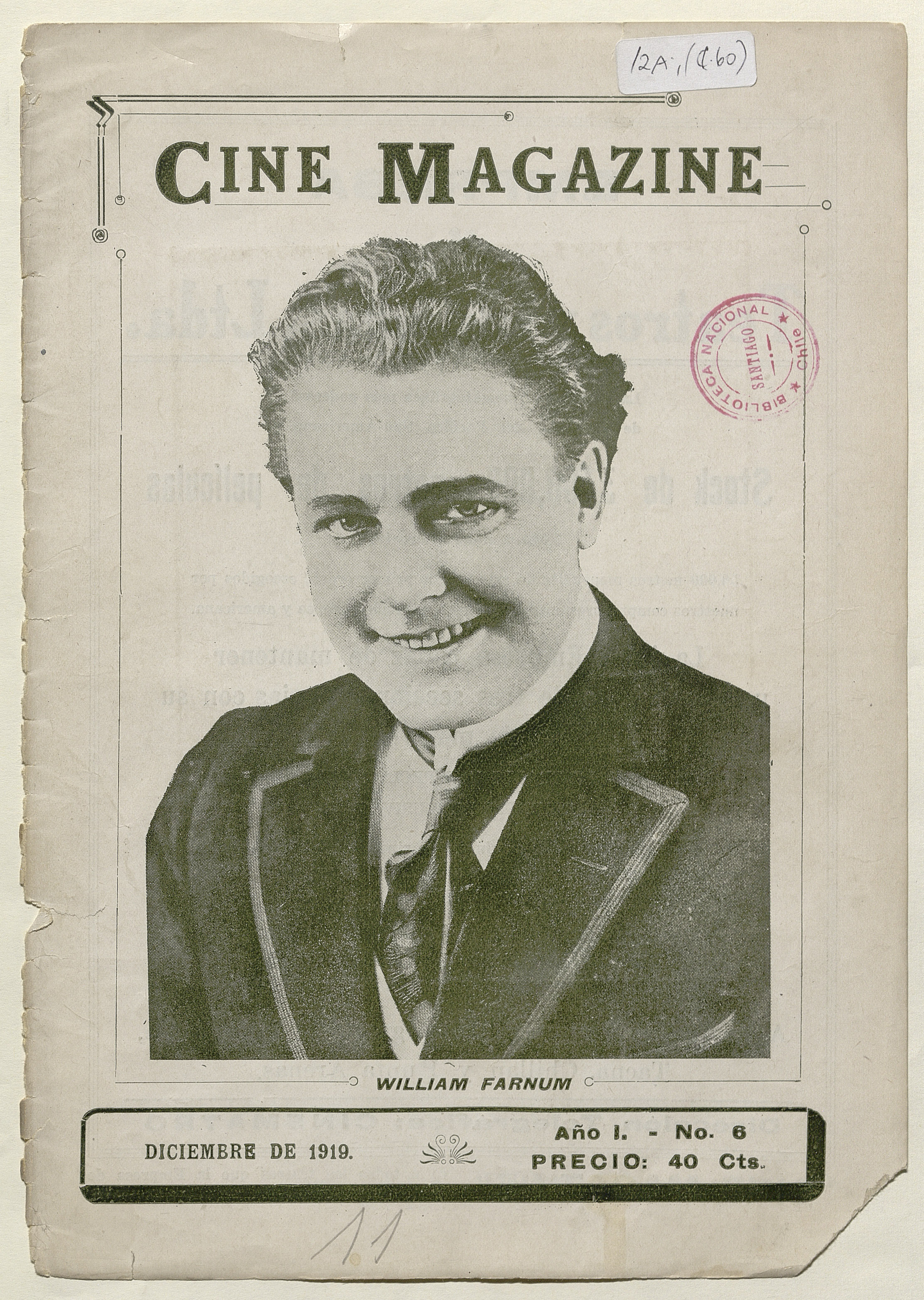 Cine magazine. Revista teatral, social y de cinematografía. Año I, número 6, diciembre de 1919
