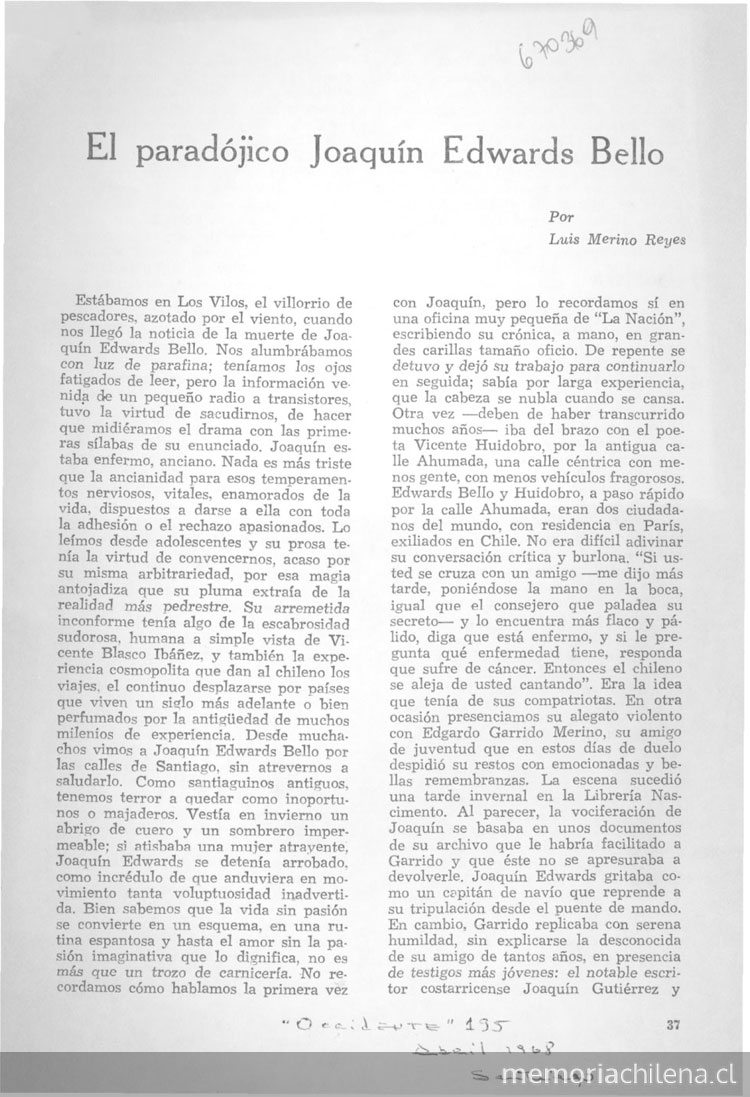 El paradójico Joaquín Edwards Bello