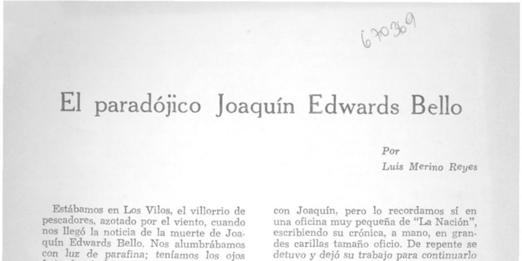 El paradójico Joaquín Edwards Bello