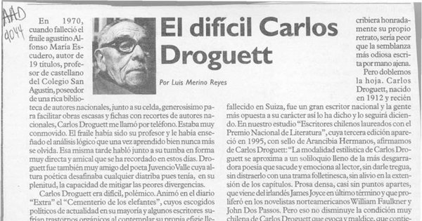 El difícil Carlos Droguett