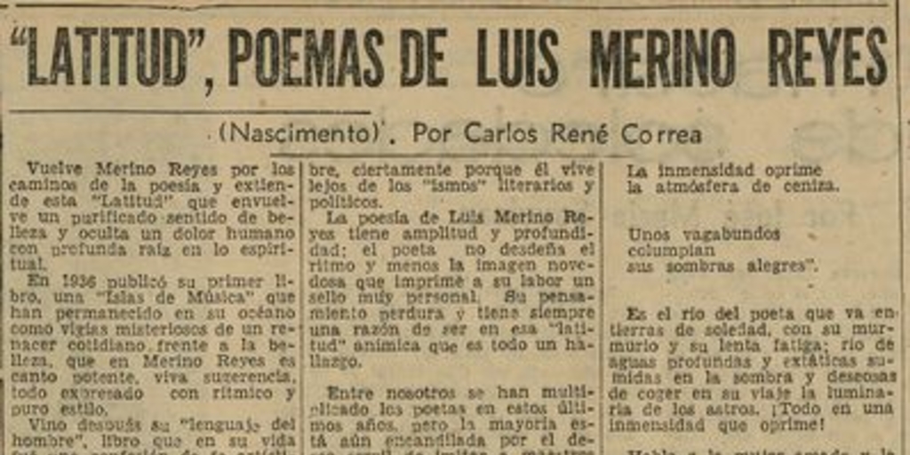 Latitud, poemas de Luis Merino Reyes