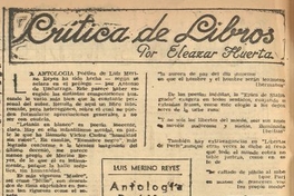 Crítica de libros. Antología poética de Luis Merino Reyes y Caleuche de Magdalena Petit