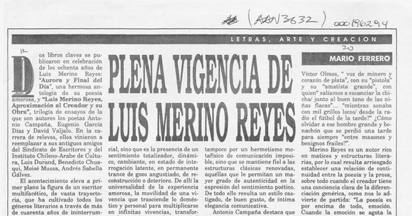 Plena vigencia de Luis Merino Reyes