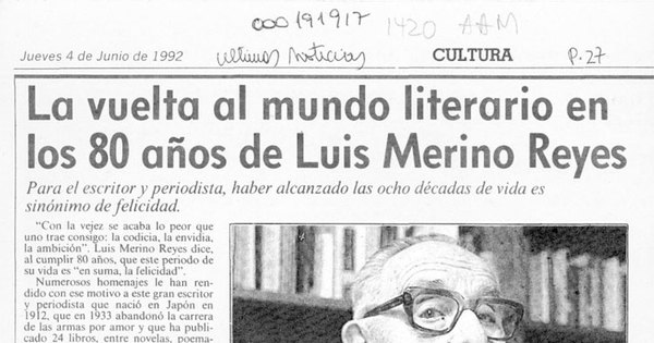 La vuelta al mundo literario en los 80 años de Luis Merino Reyes