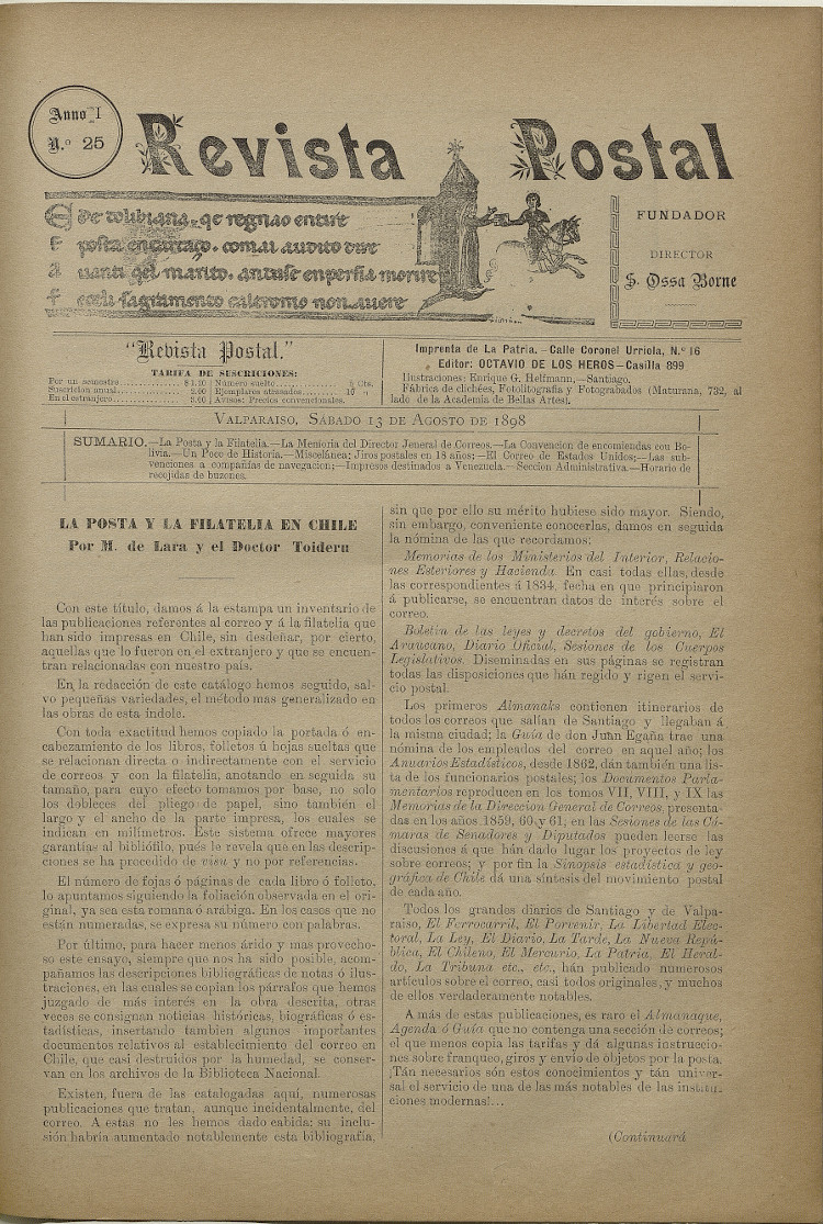 La posta y la filatelia en Chile