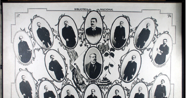 Retratos del personal de la Biblioteca Nacional de Chile en 1906