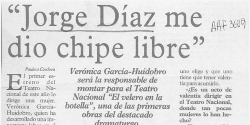 Jorge Díaz me dio chipe libre