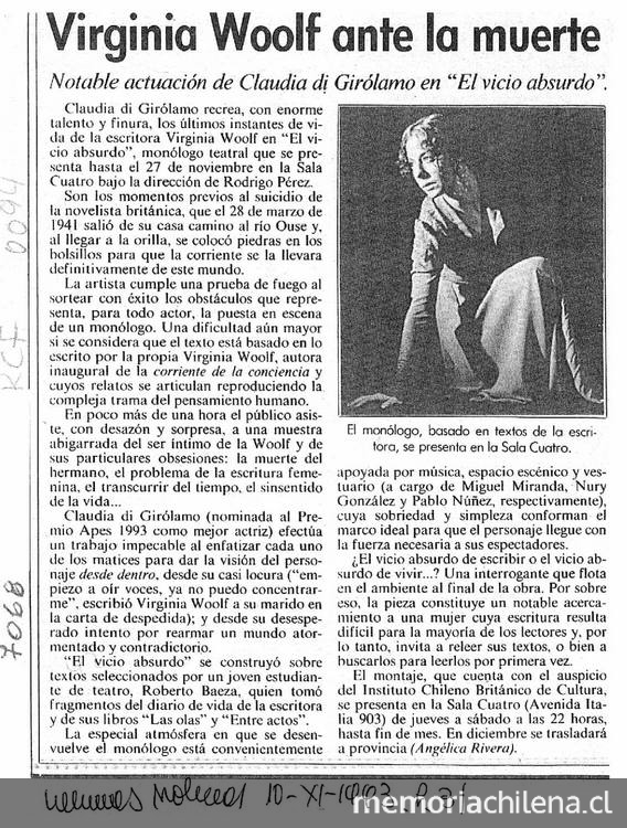 Virginia Woolf ante la muerte