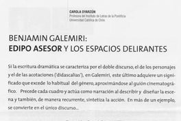 Benjamín Galemiri: Edipo Asesor y los espacios delirantes