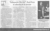 Infamante Electra : Raúl Ruiz se adueña de la escena