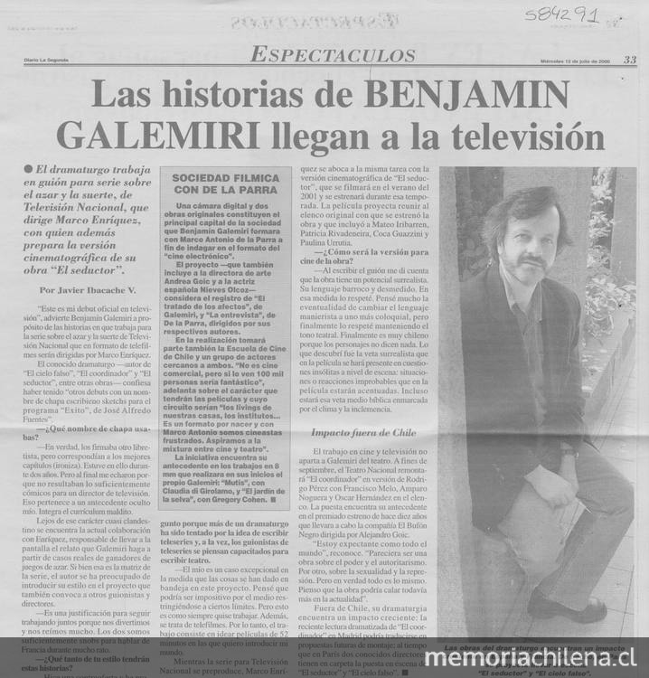 Las historias de Benjamín Galemiri llegan a la televisión