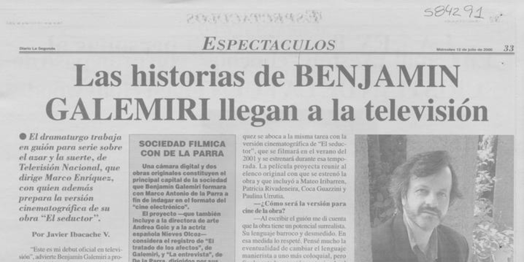 Las historias de Benjamín Galemiri llegan a la televisión