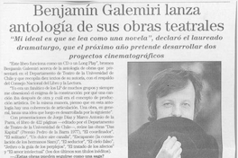 Benjamín Galemiri lanza Antología de sus obras teatrales