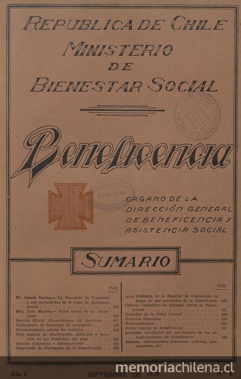 "Valor social de la enfermera", Beneficencia I, (8), septiembre, 1929, 425-426