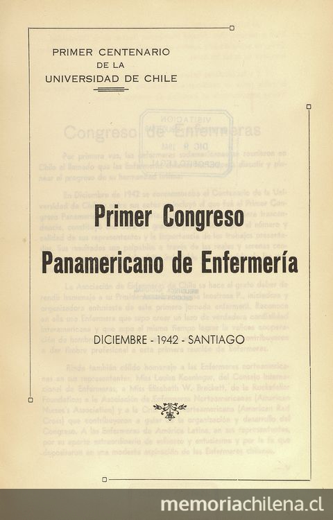 "La enfermera en la lucha antituberculosa" en Congreso Panamericano de Enfermería (Primer). Santiago, 14-20 de diciembre 1942. Santiago: El Imparcial, 1944, xxxi, 226 p.