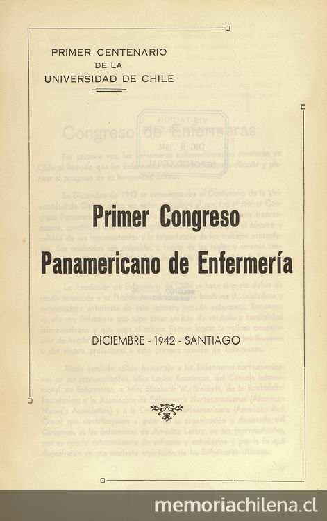 "Labor sanitaria como auxiliar de Medicina Preventiva, relacionada con los cardiovasculares" en Congreso Panamericano de Enfermería (Primer). Santiago, 14-20 de diciembre 1942. Santiago: El Imparcial, 1944, xxxi, 226 p.