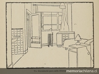 Dormitorio alumnas internado Escuela de Enfermeras Carlos Van Buren, 1935, p. 262.En: de la Fuente, Rudesindo. "La escuela de enfermeras", Revista de Asistencia Social, IV, (3): 257-285, septiembre, 1935.