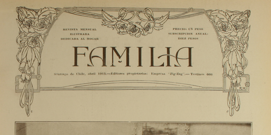 Portada de Familia. Año VI, número 64, abril de 1915