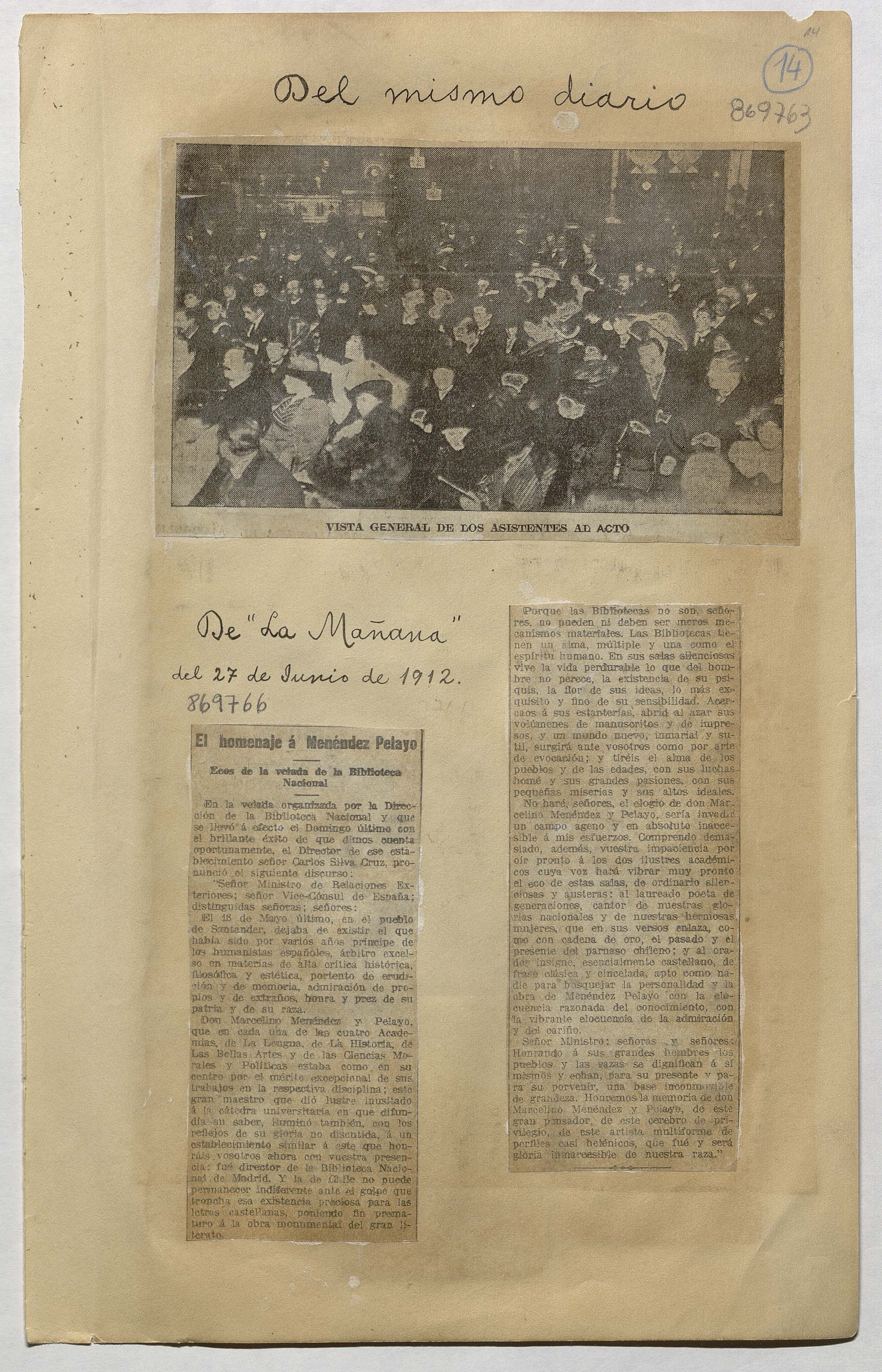 El homenaje á Menéndez Pelayo