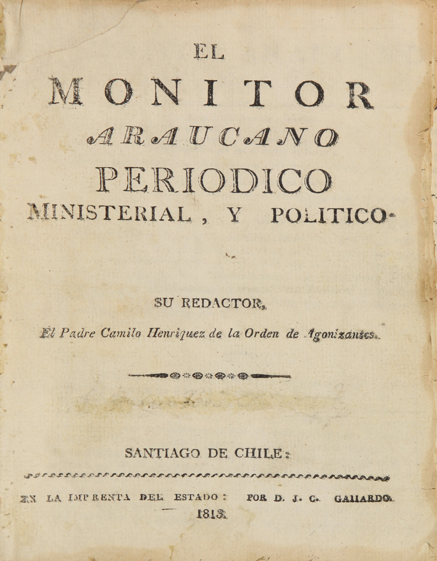 El Monitor Araucano, tomo 1, número 57, jueves 19 de agosto de 1813
