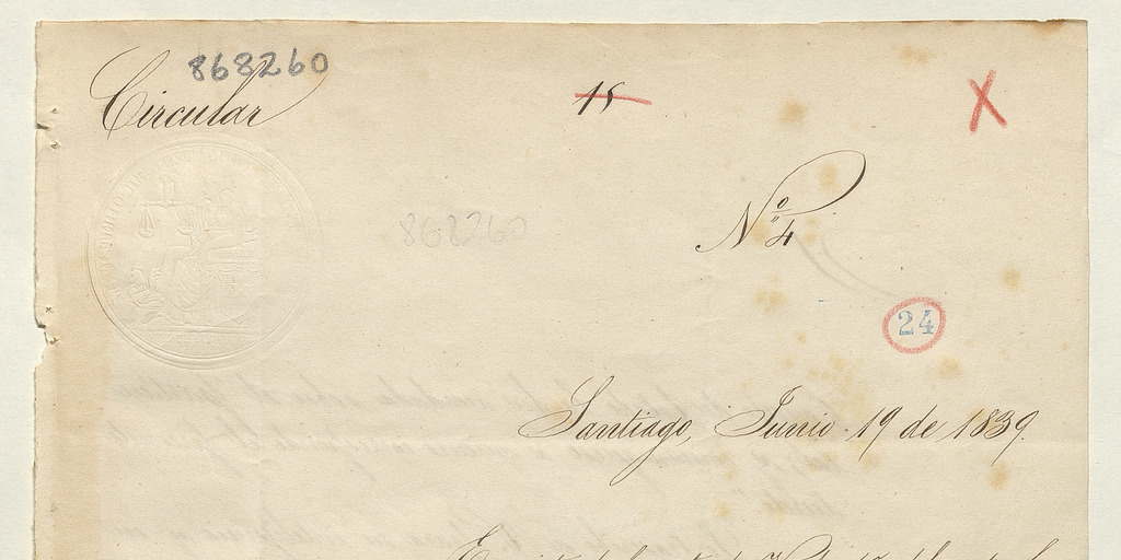 Circular N° 4, 1839 Jun. 19: se decreta que los impresores de Santiago, deben dejar los ejemplares en la biblioteca nacional