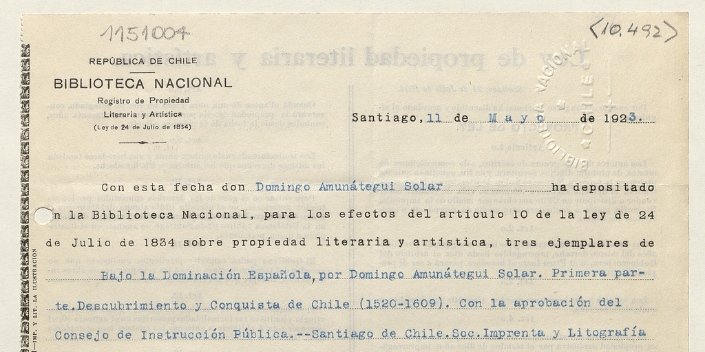 Registro de Propiedad Literaria y Artística, números: 96, 142 y 230