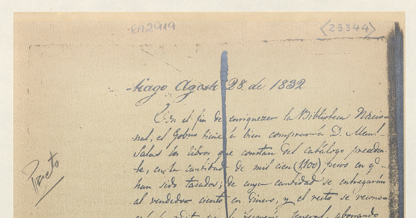 [Decreto de compra de catálogo de D. M. Salas].[manuscrito]