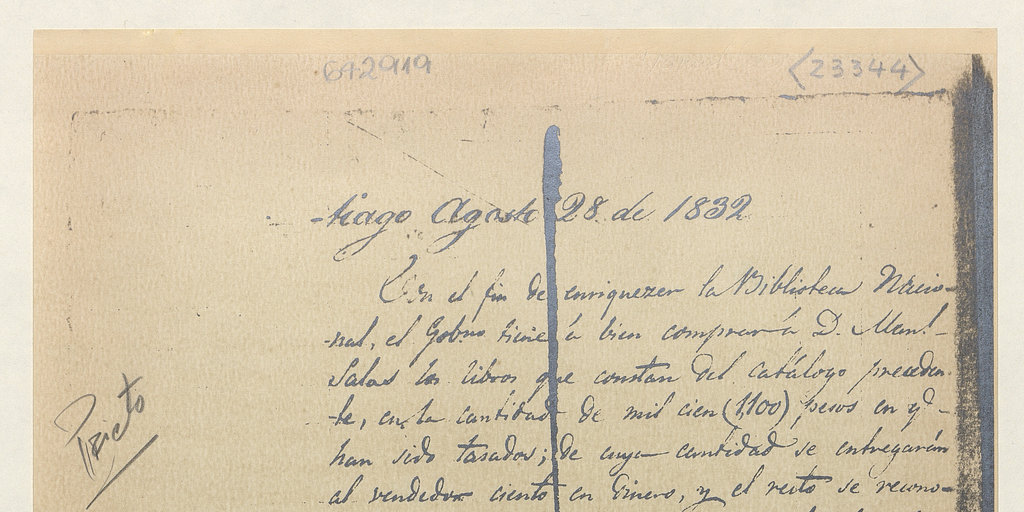 [Decreto de compra de catálogo de D. M. Salas].[manuscrito]