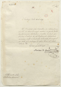 [Oficio] N° 47, 1839 Jul. 10, Santiago al Director de la Biblioteca Nacional [manuscrito] :Ref.: Solicita que se respete las horas que debe permanecer abierta la biblioteca