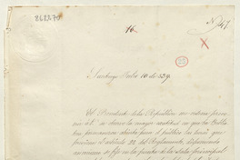 [Oficio] N° 47, 1839 Jul. 10, Santiago al Director de la Biblioteca Nacional [manuscrito] :Ref.: Solicita que se respete las horas que debe permanecer abierta la biblioteca