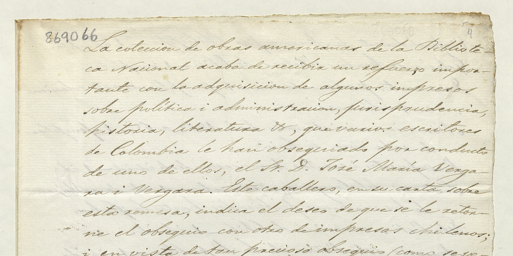 Propuesta de intercambio internacional de libros entre la Biblioteca Nacional de Chile y escritores colombianos, quienes obsequian libros para la colección de la Biblioteca Americana