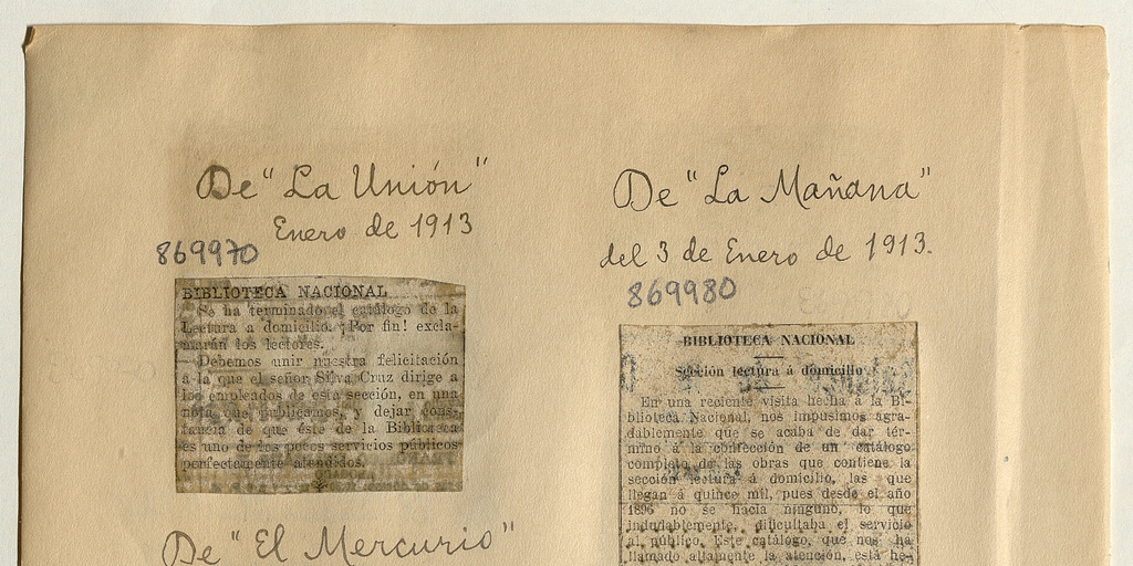 Biblioteca Nacional: [artículo] /La nueva catalogación de la Sección Lectura a Domicilio -- Labor desarrollada por los empleados -- Número de obras