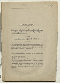 [Reglamento de la Biblioteca Nacional de Chile respecto a la recepción y funcionamiento de la Sala Barros Arana] [1929]