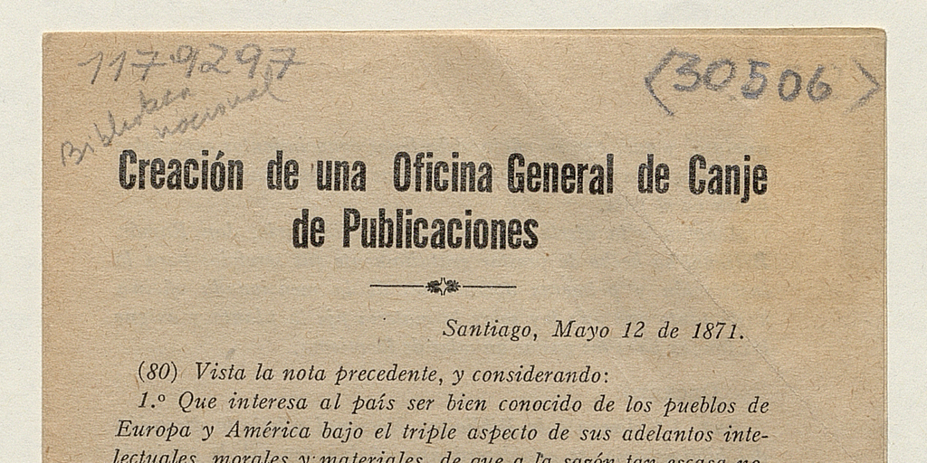 Creación de una Oficina General de Canje de Publicaciones